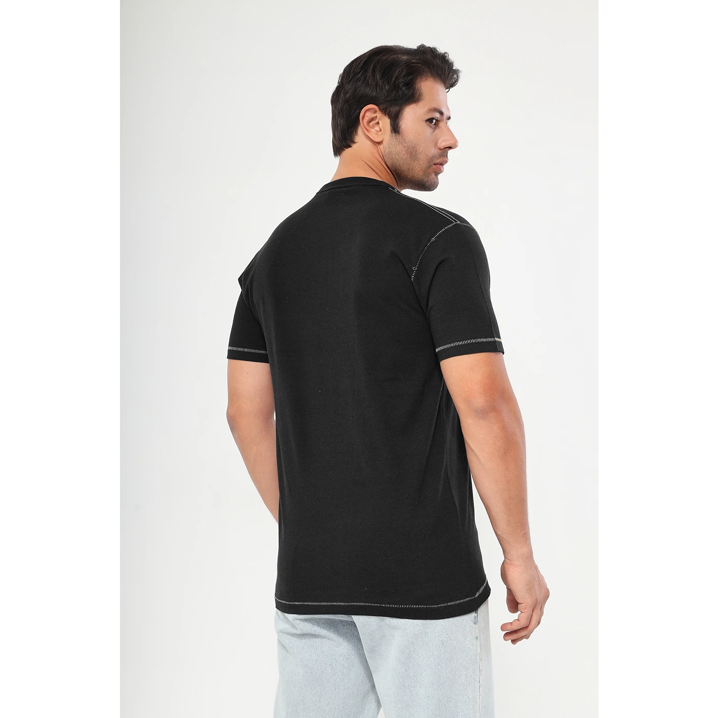 Black Contrast Stitch Tshirt | Montivo Pakistan