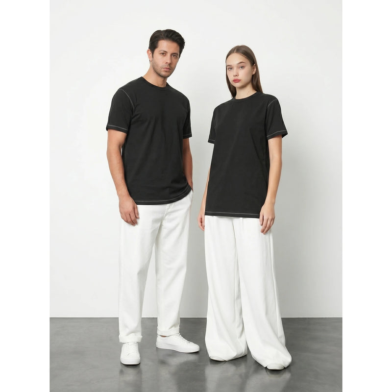 Black Contrast Stitch Tshirt | Montivo Pakistan