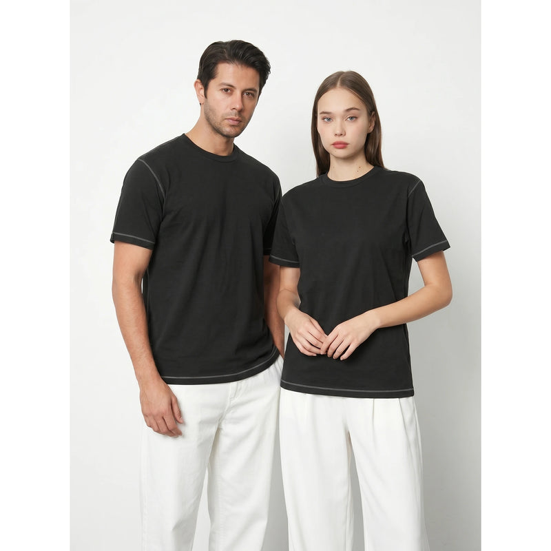 Black Contrast Stitch Tshirt | Montivo Pakistan