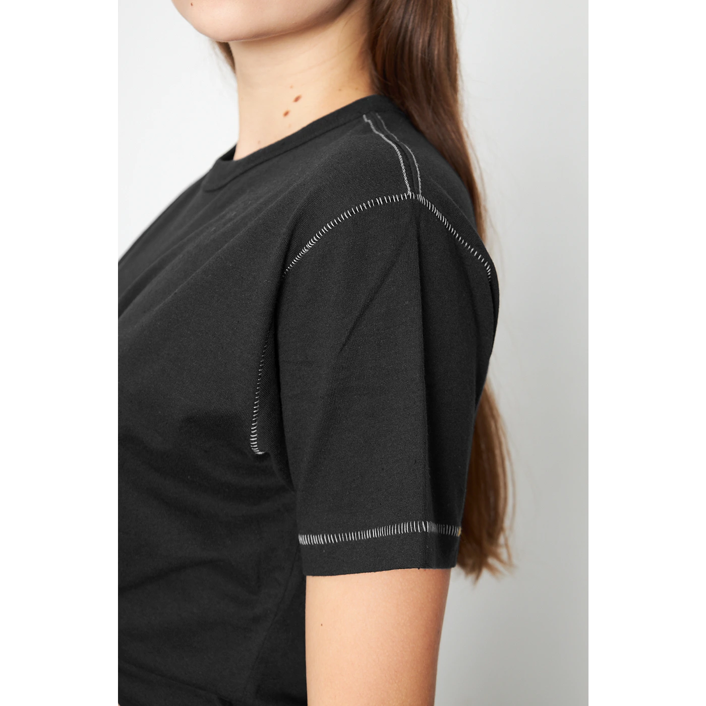 Black Contrast Stitch Tshirt | Montivo Pakistan