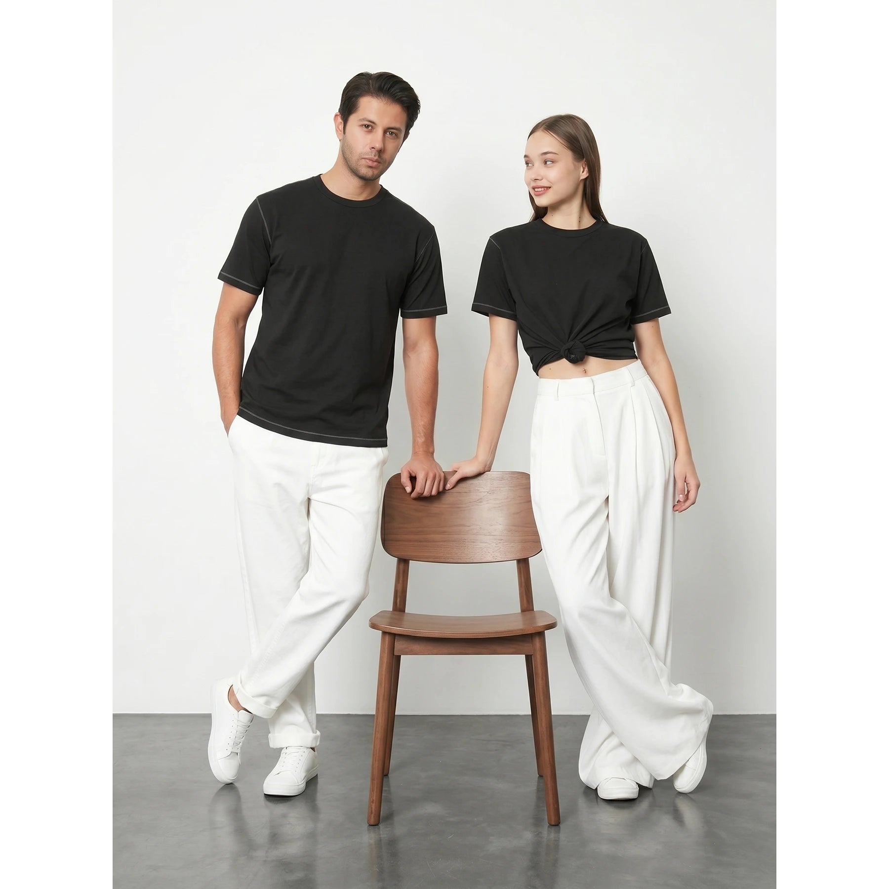 Black Contrast Stitch Tshirt | Montivo Pakistan