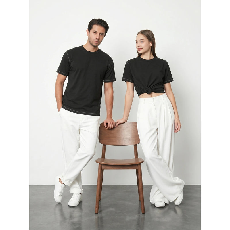 Black Contrast Stitch Tshirt | Montivo Pakistan