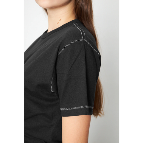 Black Contrast Stitch Tshirt | Montivo Pakistan