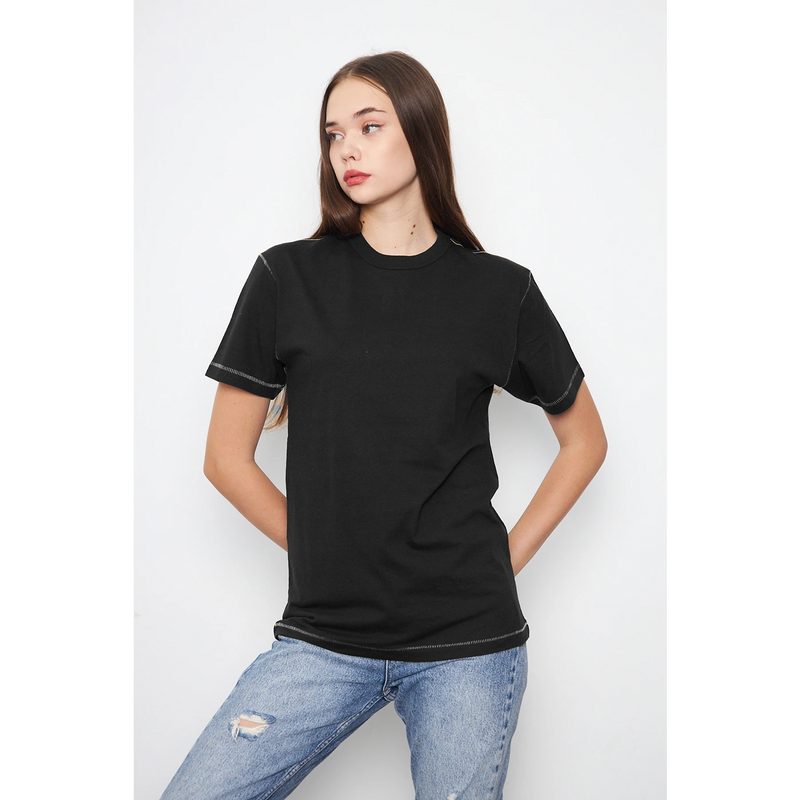 Black Contrast Stitch Tshirt | Montivo Pakistan