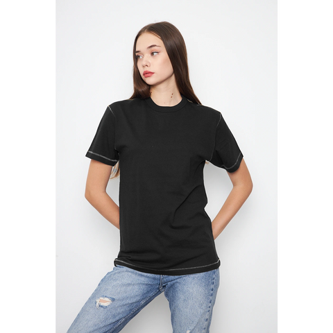 Black Contrast Stitch Tshirt | Montivo Pakistan