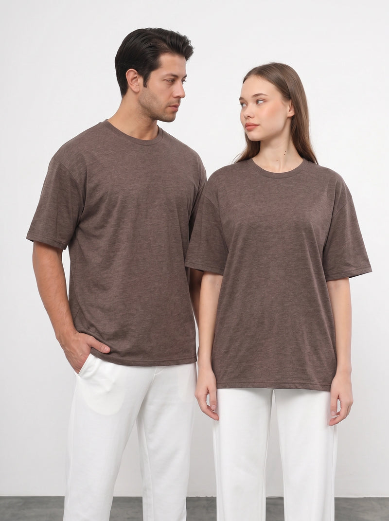 Brown Melange Slim Fit Tshirt