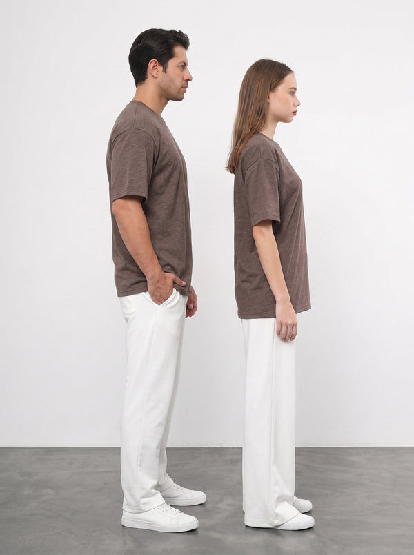 Brown Melange Slim Fit Tshirt