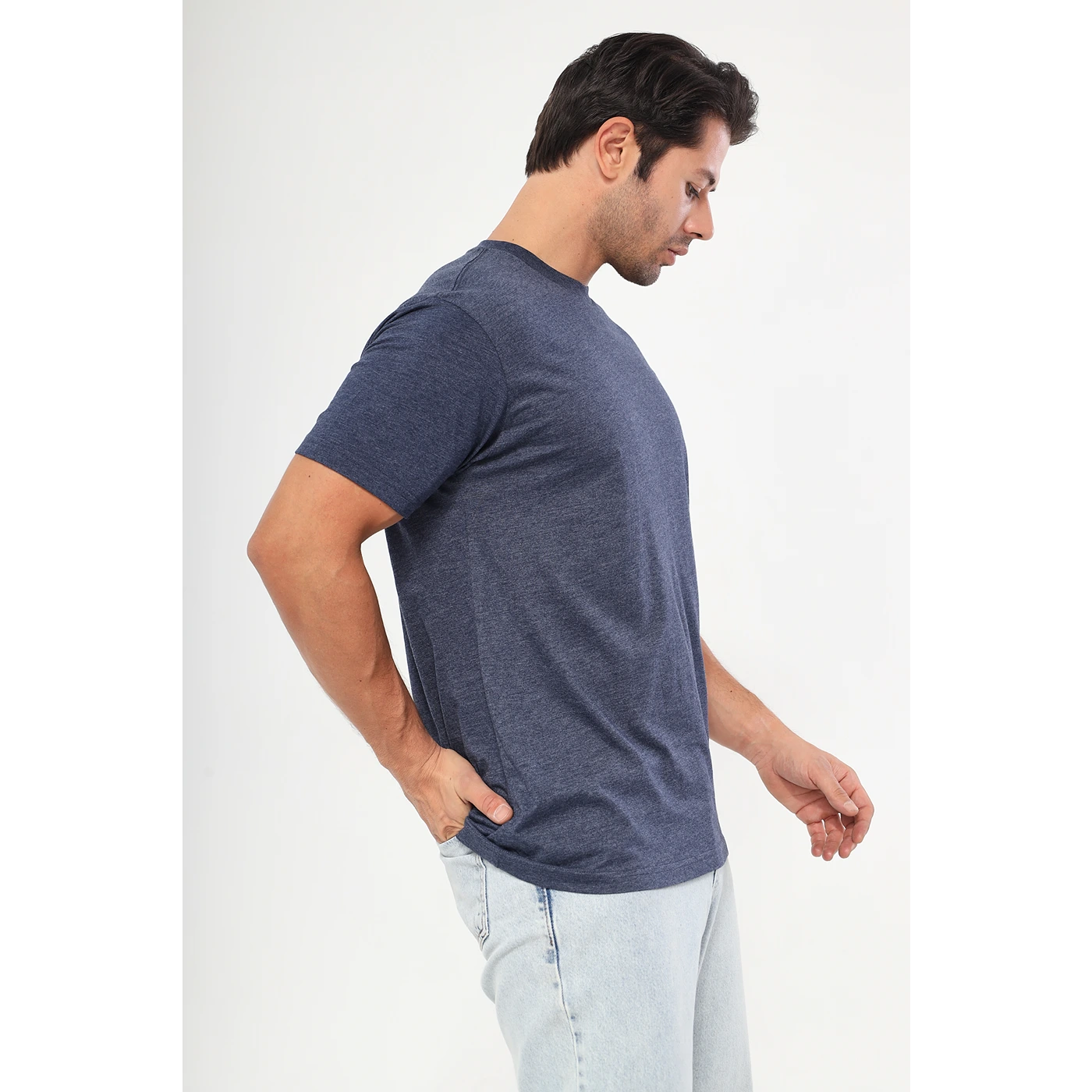 Blue Melange Slim Fit Tshirt | Montivo Pakistan