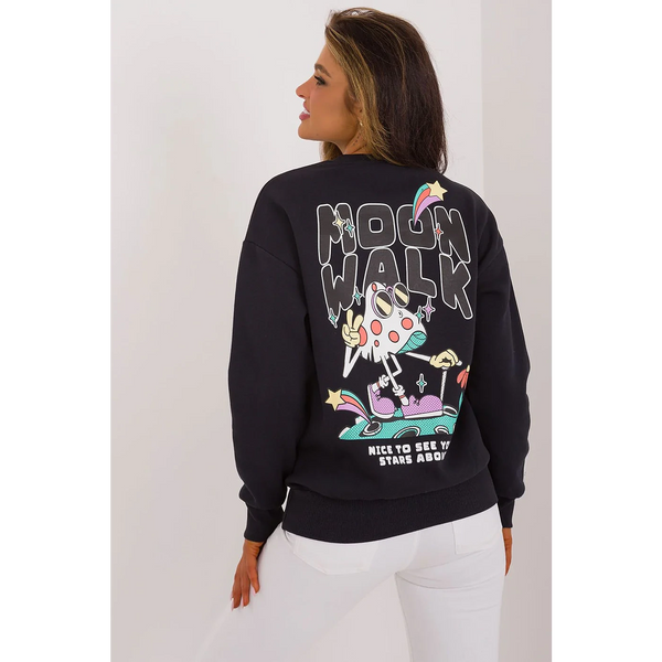 Black Printed Regular Fit Sweatshirt | Montivo Pakistan