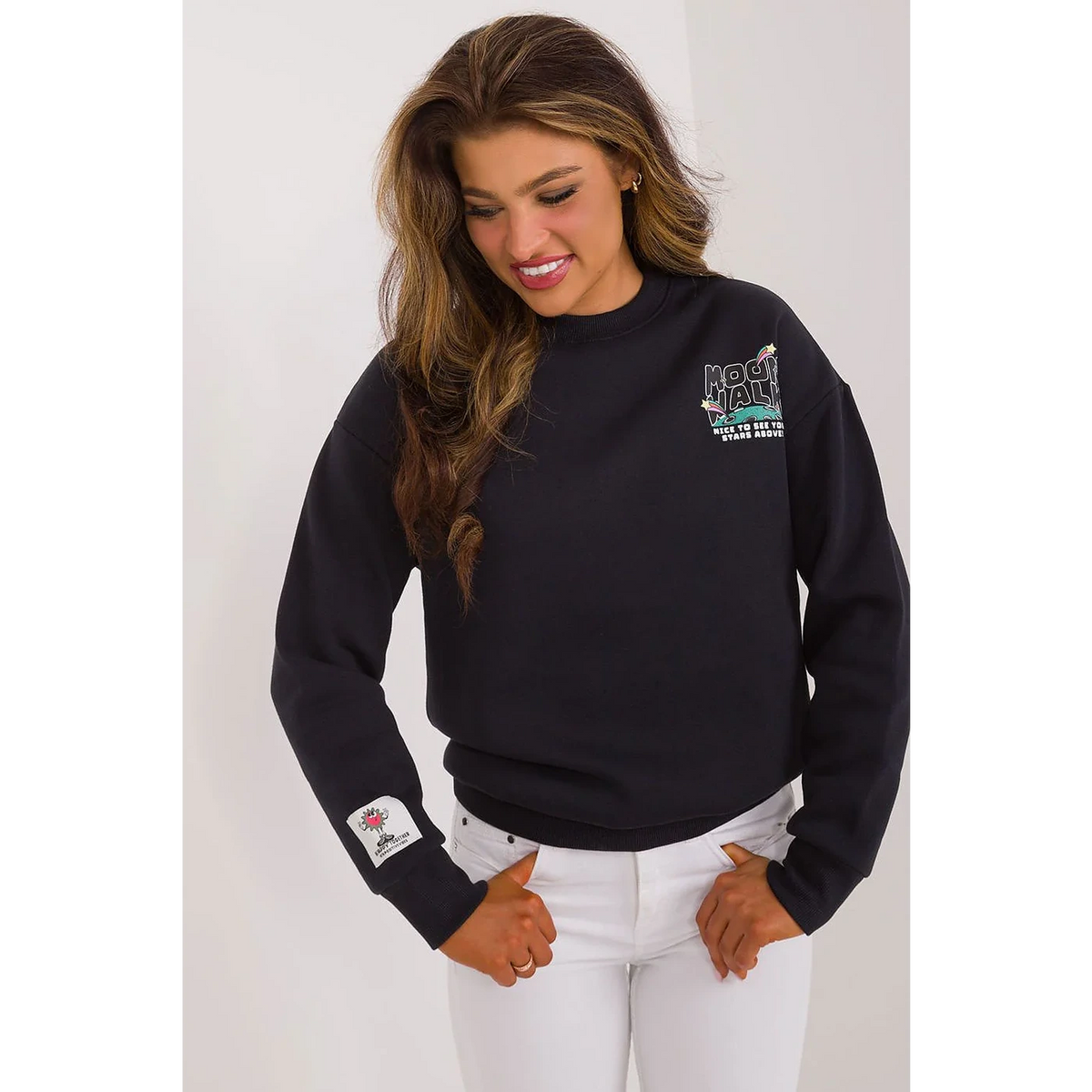 Black Printed Regular Fit Sweatshirt | Montivo Pakistan