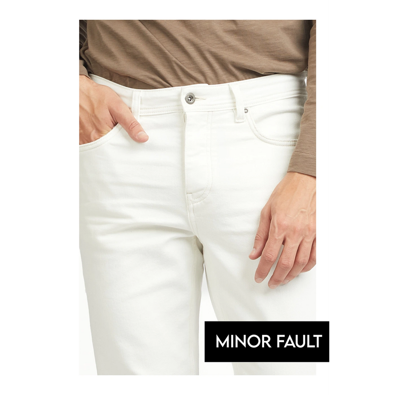 (Minor Fault) White Slim Fit 5 Pocket Jeans | Montivo Pakistan