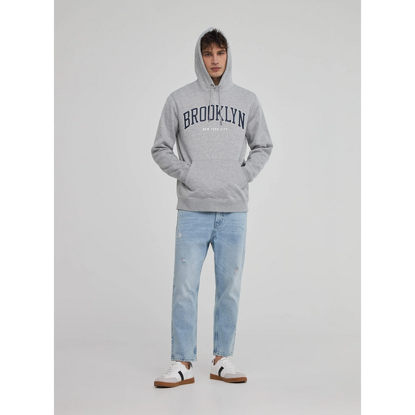 Grey Sports Print Hooded Sweatshirt | Montivo Pakistan