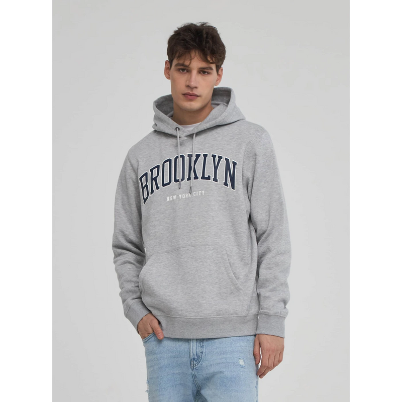 Grey Sports Print Hooded Sweatshirt | Montivo Pakistan