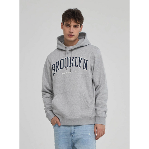 Grey Sports Print Hooded Sweatshirt | Montivo Pakistan