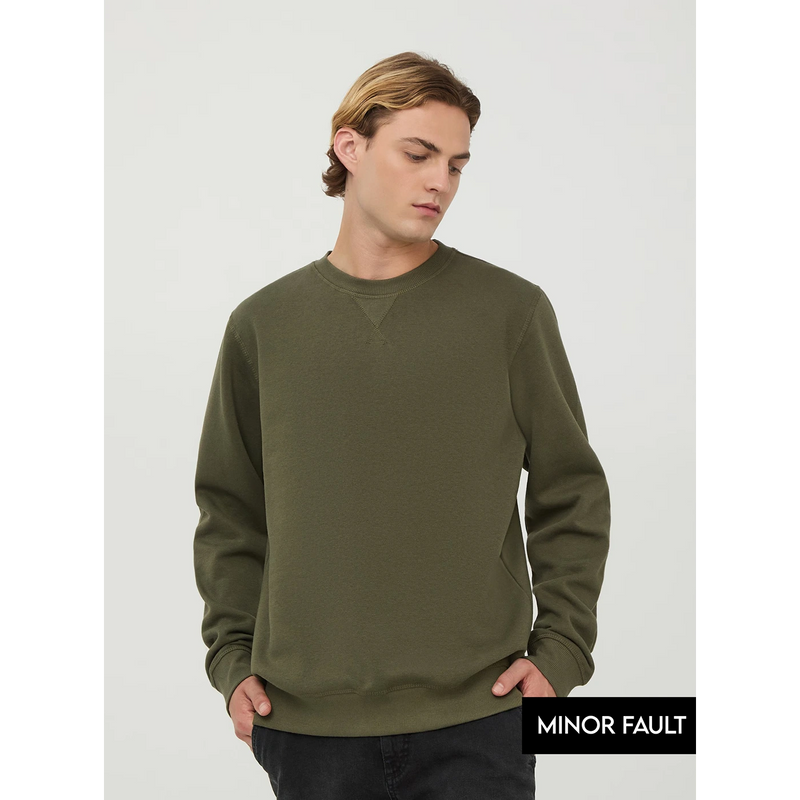 (Minor Fault) Olive Basic Regular Fit Sweatshirt | Montivo Pakistan
