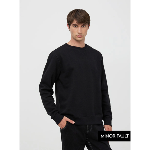 (Minor Fault) Black Basic Regular Fit Sweatshirt | Montivo Pakistan