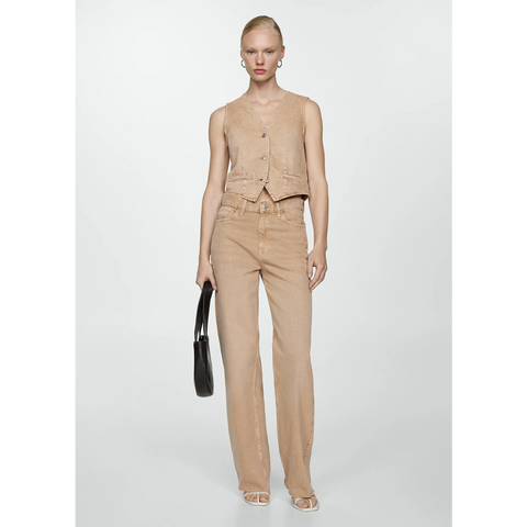 MNG Sand Denim Vest With Seam | Montivo Pakistan