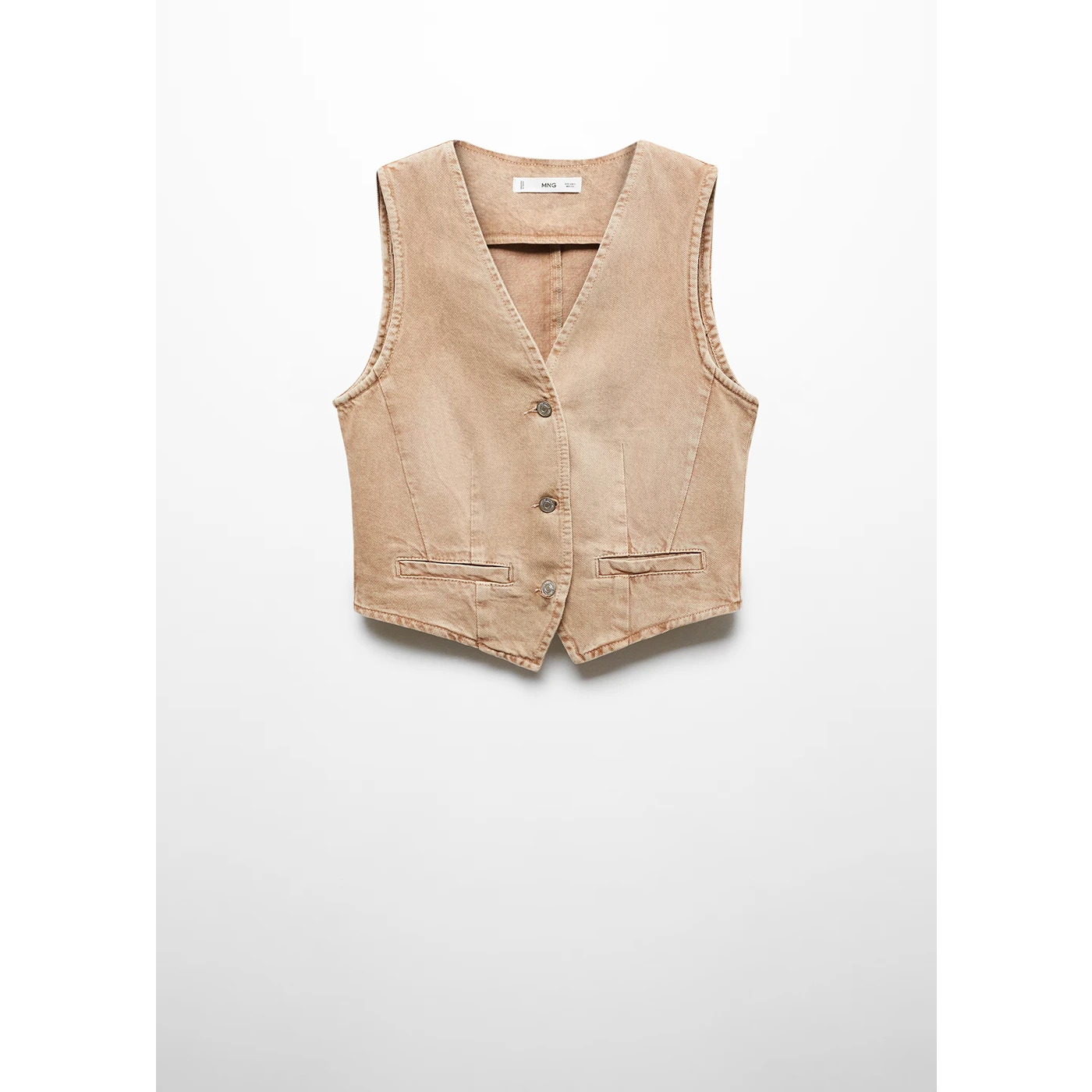 MNG Sand Denim Vest With Seam | Montivo Pakistan