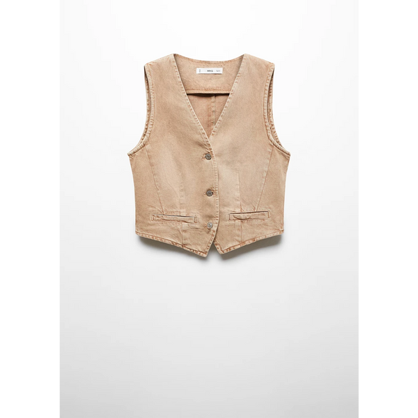MNG Sand Denim Vest With Seam | Montivo Pakistan