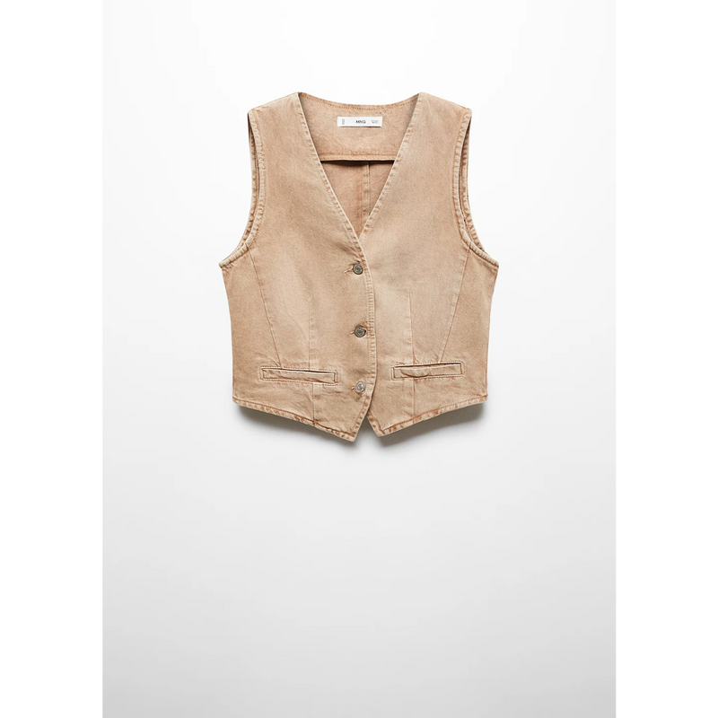MNG Sand Denim Vest With Seam | Montivo Pakistan