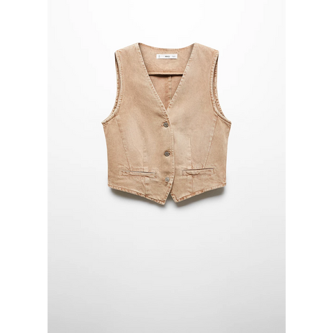 MNG Sand Denim Vest With Seam | Montivo Pakistan