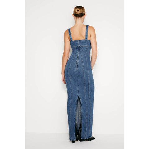 Blue Denim Corset Maxi Dress | Montivo Pakistan