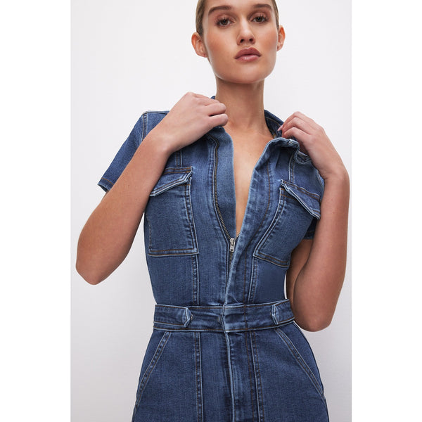 Blue Denim Zipper Maxi Dress | Montivo Pakistan