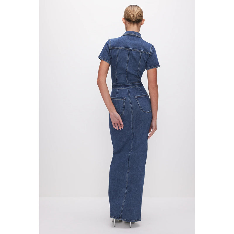 Blue Denim Zipper Maxi Dress | Montivo Pakistan