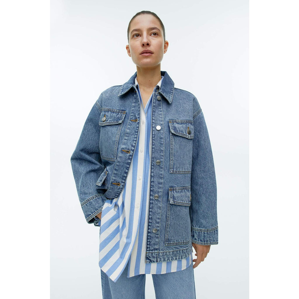 Blue Washed Oversized Denim Jacket | Montivo Pakistan