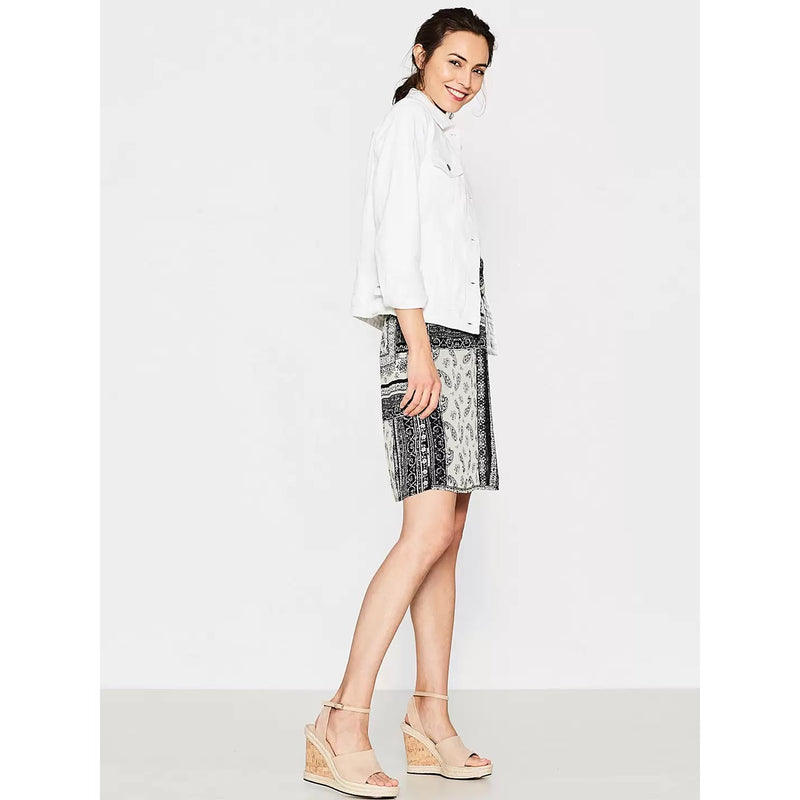 White Floral Pocket Denim Jacket | Montivo Pakistan