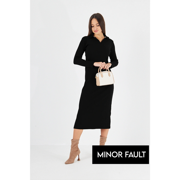 (Minor Fault) Black Polo Bodycon Dress | Montivo Pakistan