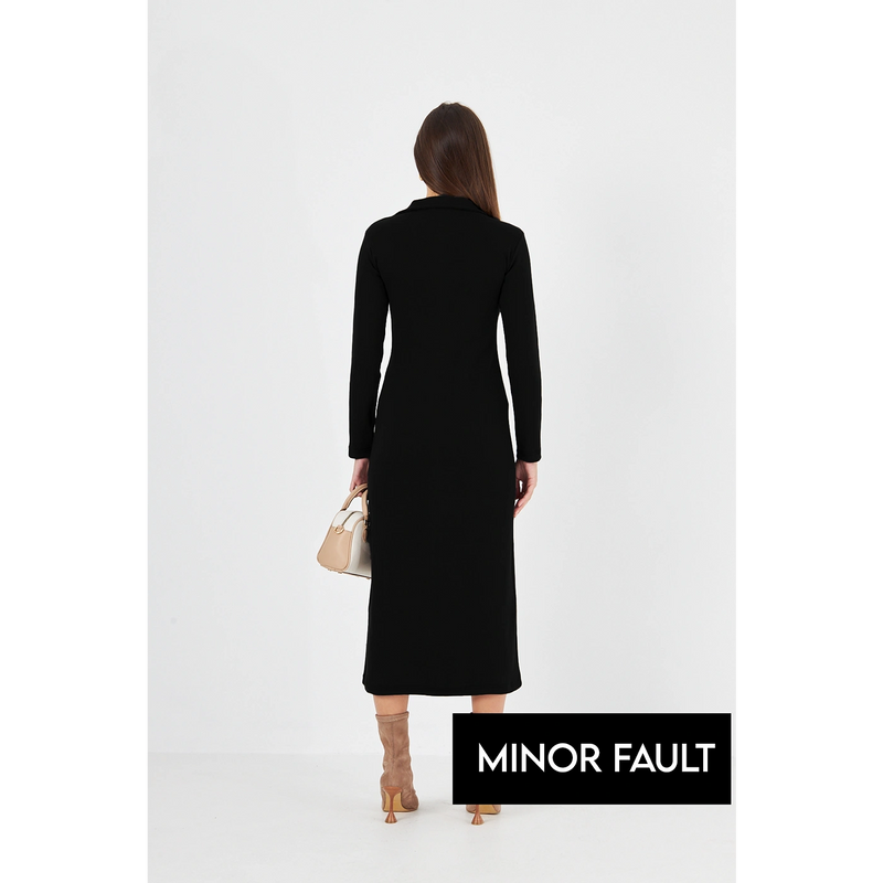 (Minor Fault) Black Polo Bodycon Dress | Montivo Pakistan