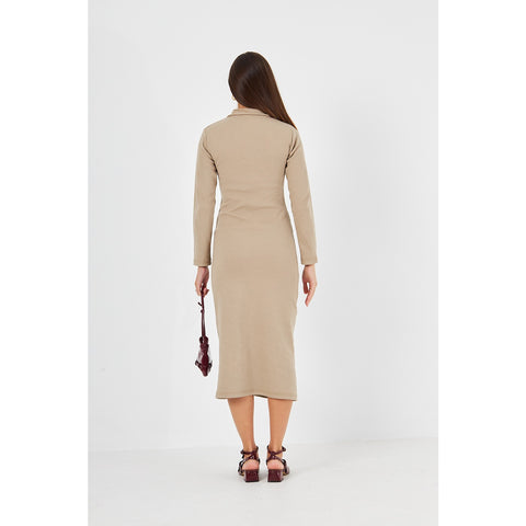 Beige Polo Bodycon Dress | Montivo Pakistan