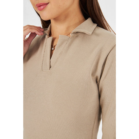 Beige Polo Bodycon Dress | Montivo Pakistan