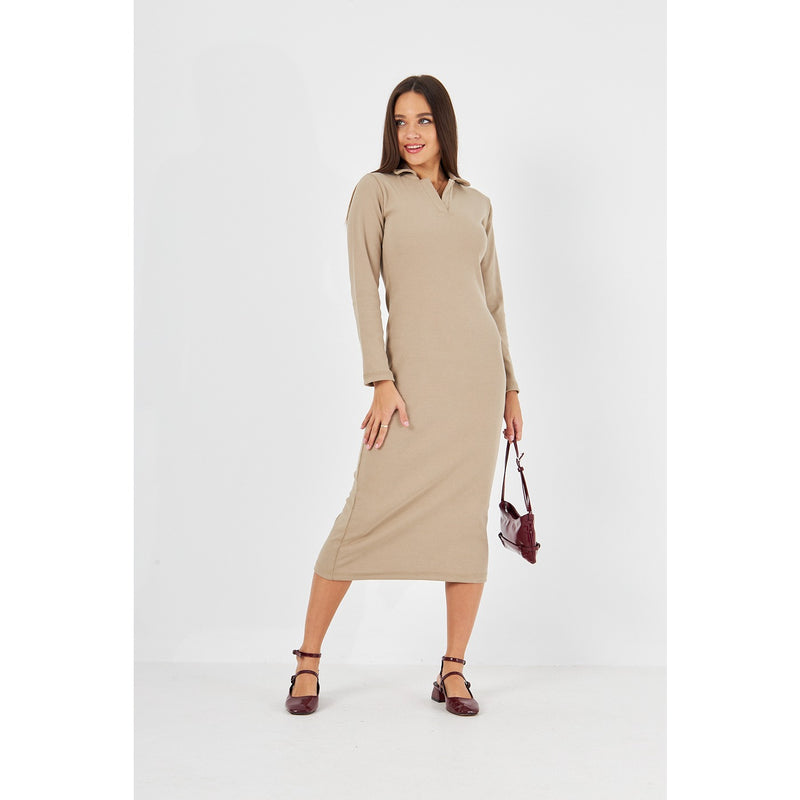 Beige Polo Bodycon Dress | Montivo Pakistan