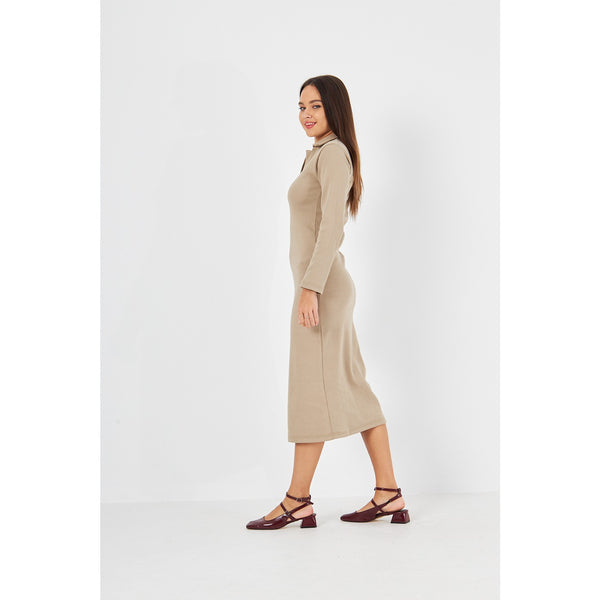 Beige Polo Bodycon Dress | Montivo Pakistan