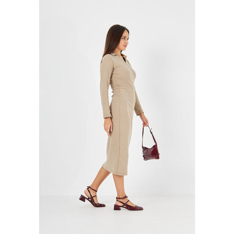 Beige Polo Bodycon Dress | Montivo Pakistan