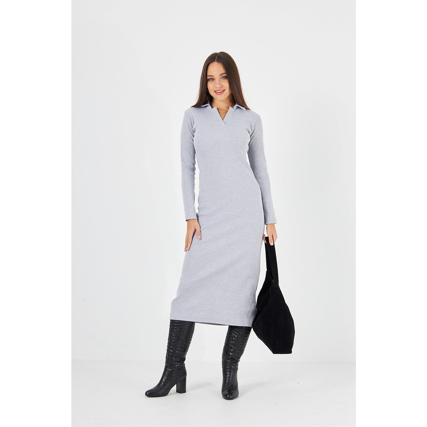 Grey Polo Bodycon Dress | Montivo Pakistan