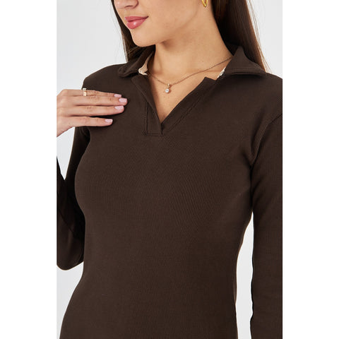 Brown Polo Bodycon Dress | Montivo Pakistan