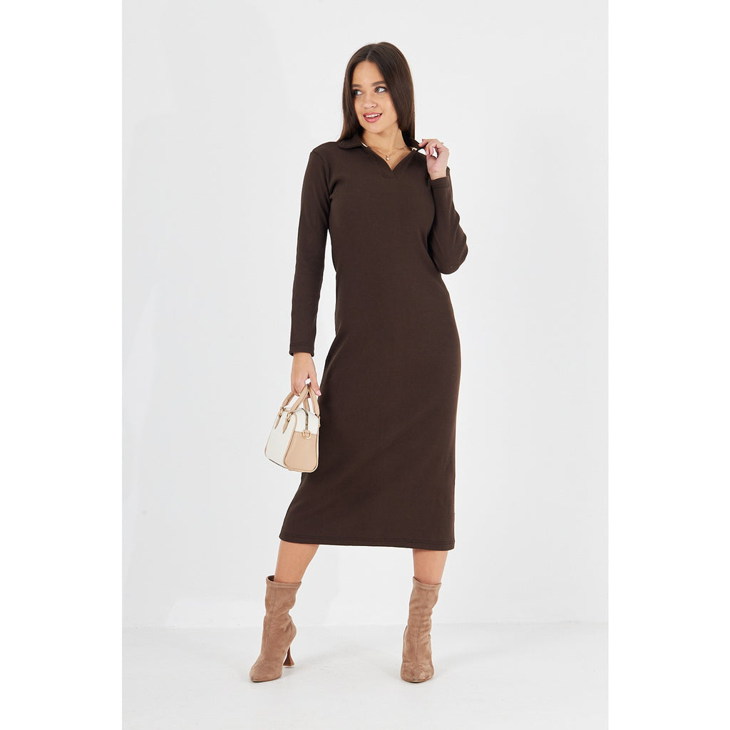 Brown Polo Bodycon Dress | Montivo Pakistan