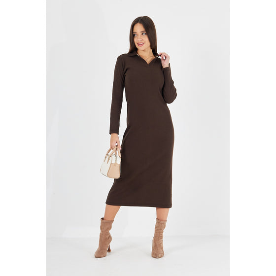 Brown Polo Bodycon Dress | Montivo Pakistan