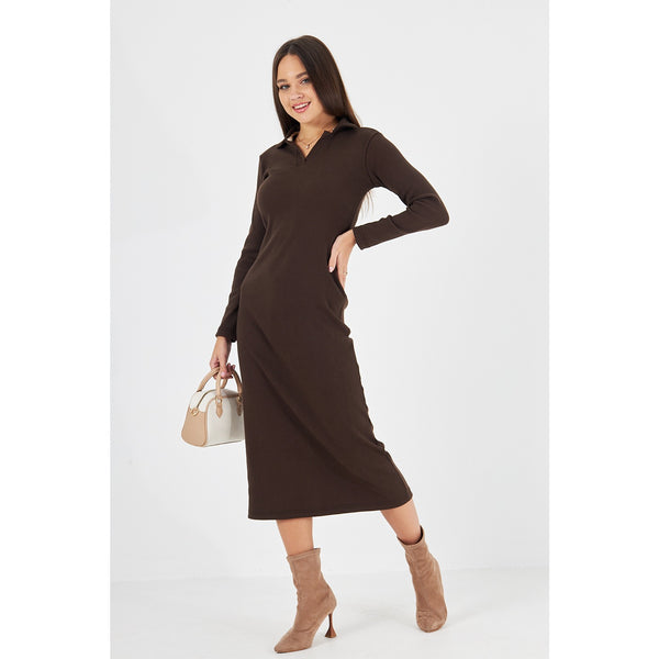 Brown Polo Bodycon Dress | Montivo Pakistan