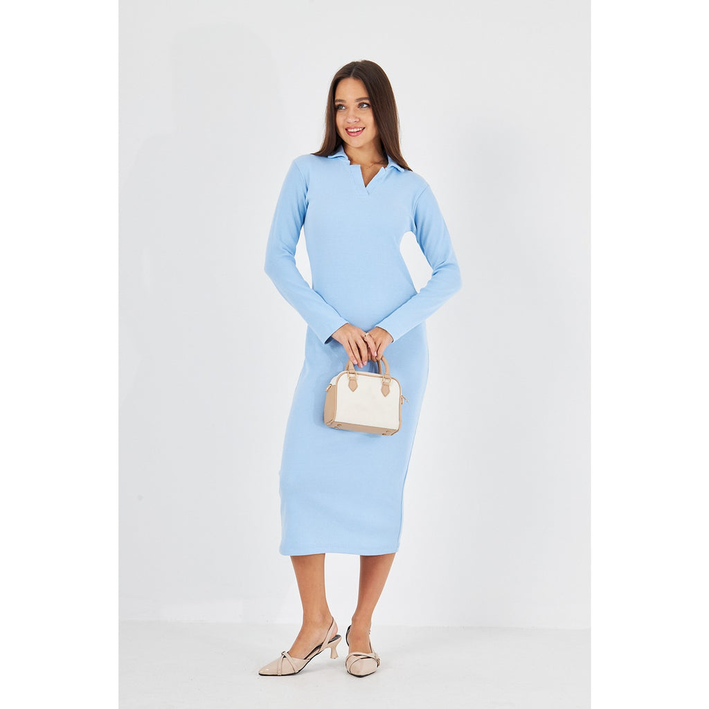 Light blue long sleeve bodycon dress best sale