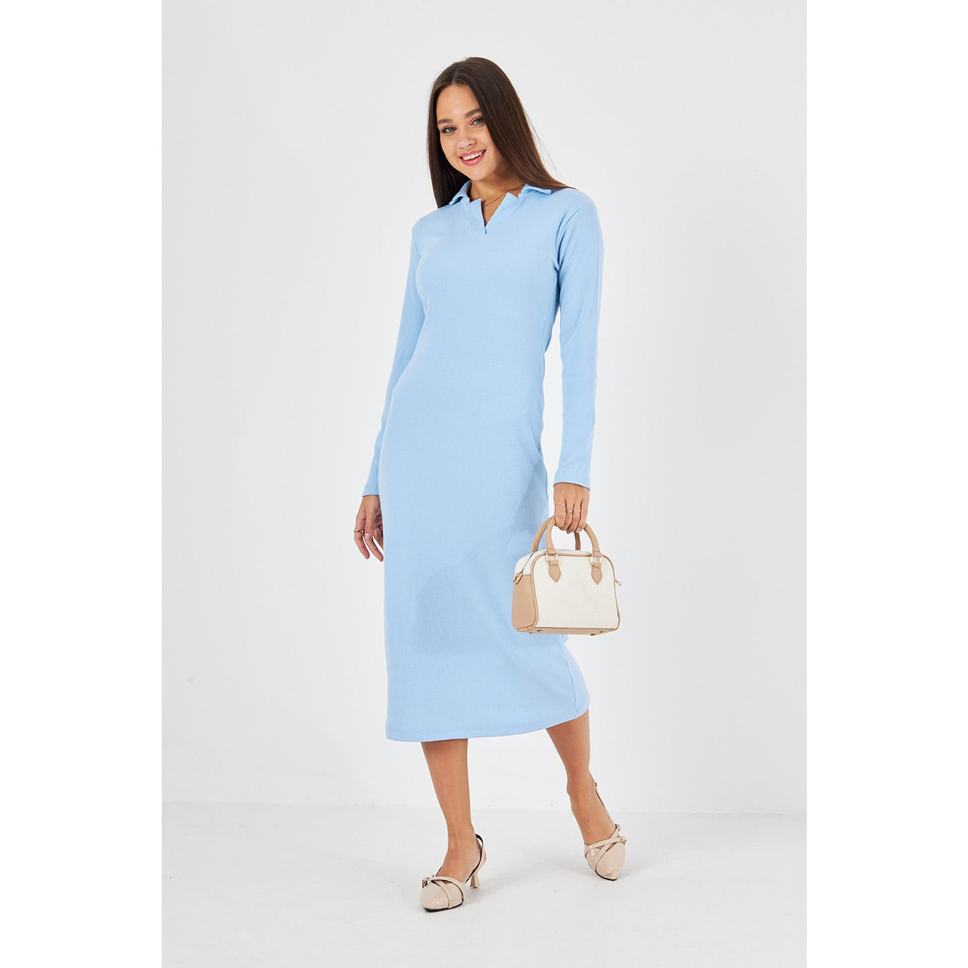 Light Blue Polo Bodycon Dress | Montivo Pakistan