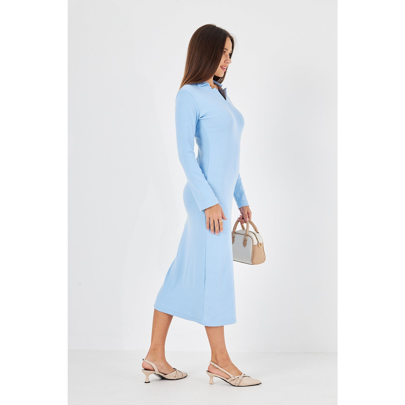 Light Blue Polo Bodycon Dress | Montivo Pakistan