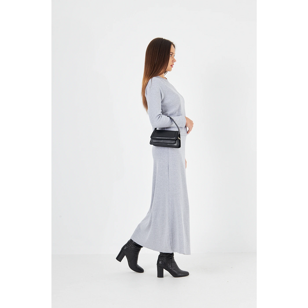 Grey Ribbed Top & Skirt Matching Set | Montivo Pakistan