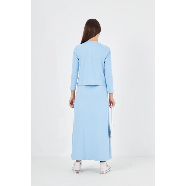 Light Blue Ribbed Top & Skirt Matching Set | Montivo Pakistan