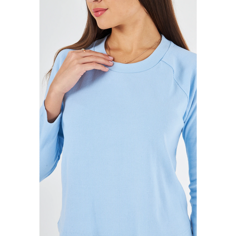 Light Blue Ribbed Top & Skirt Matching Set | Montivo Pakistan