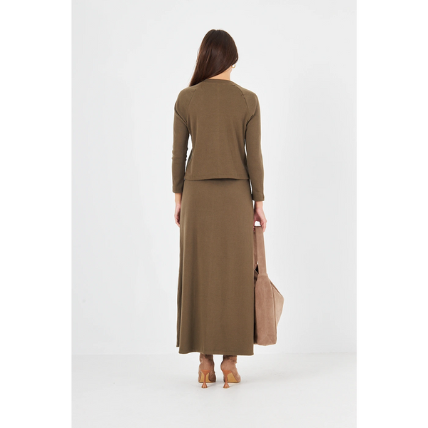 Green Ribbed Top & Skirt Matching Set | Montivo Pakistan