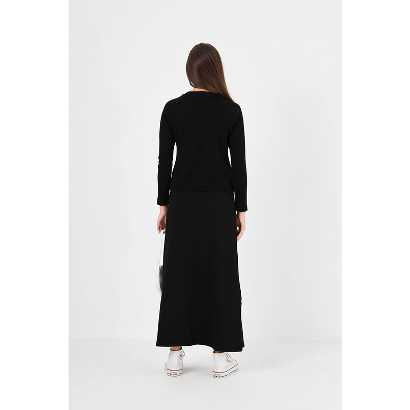 Black Ribbed Top & Skirt Matching Set | Montivo Pakistan